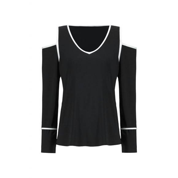 NEW JOSEPH RIBKOFF open shoulder two-tone top in black - Picture 3 of 3